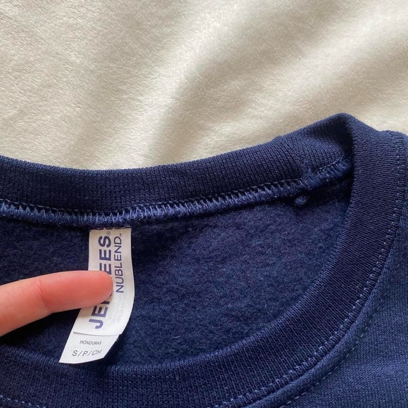 navy blue and white Notre Dame Welsh Family Hall crewneck - Picture 3 of 8